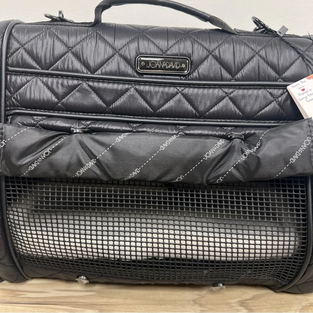 Joan & David 20” Diamond Quilted Travel Pet Carrier Backpack Black JDB2358 $290